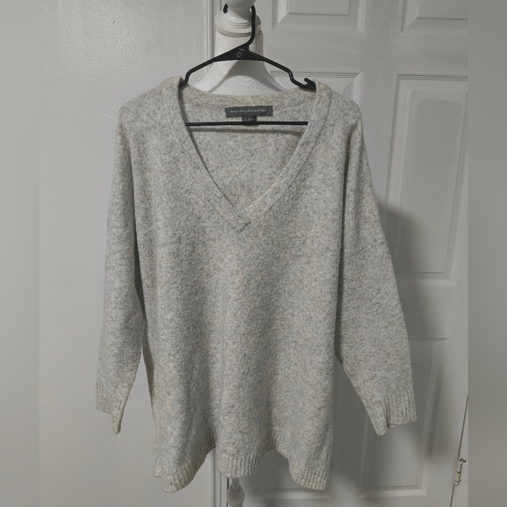 French Connection Heather Gray V-Neck Sweater